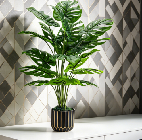 Tall Faux Monstera, Living Room Floor Plant